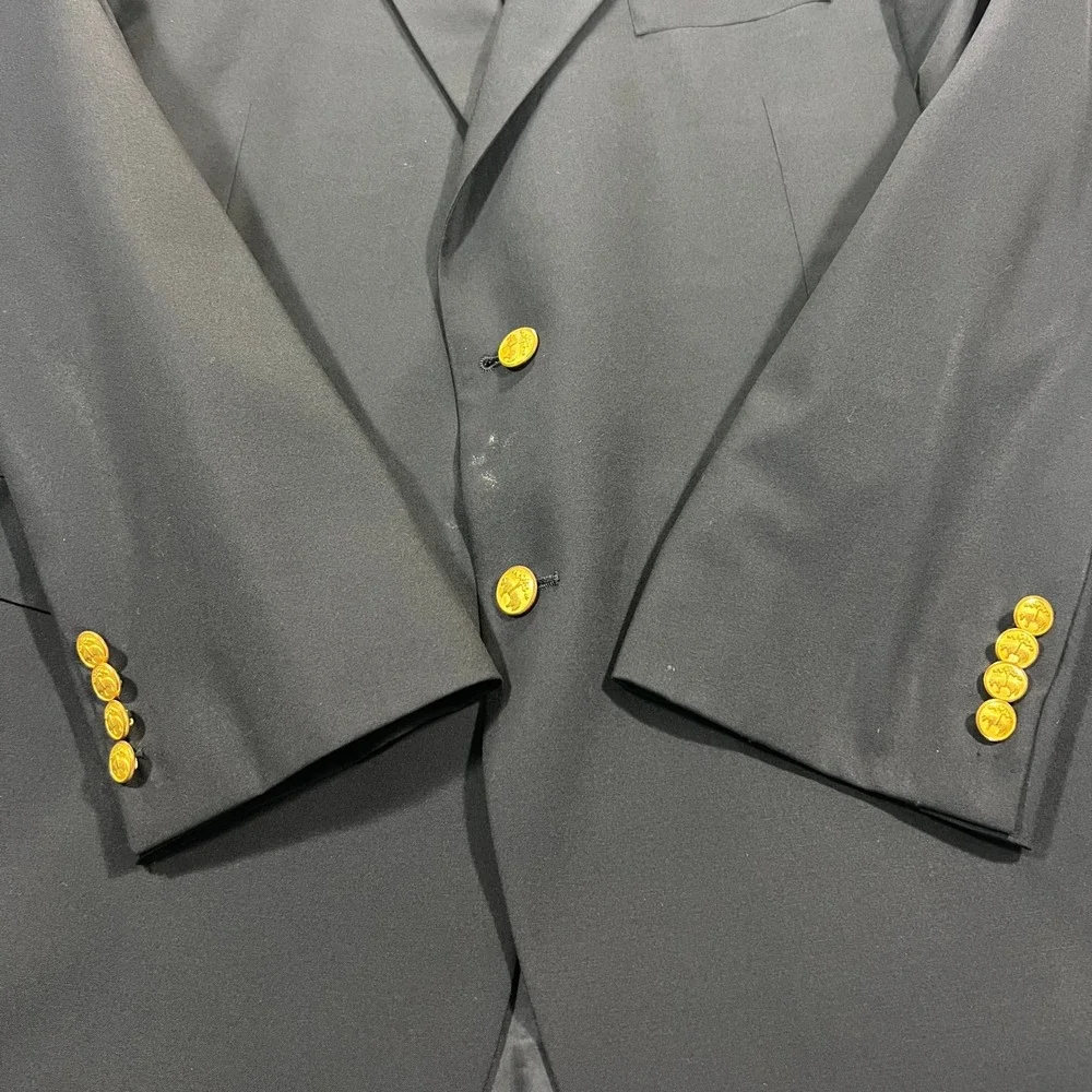 Brooks Brothers 1818 Madison Blazer Men 44R Navy Loro Piana Wool Brass Button
